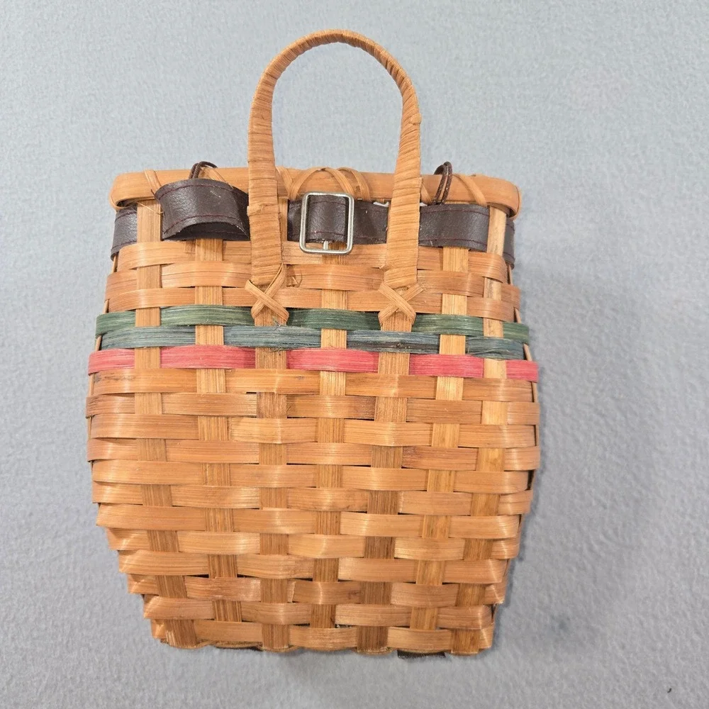 Unbranded Wicker Fishing Creel Basket Unisex OS Brown Rustic Woven Fish Charms